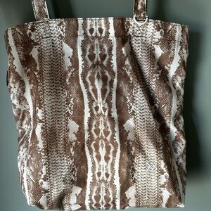 Brown Snake Print Tote Bag